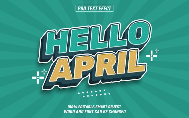 hello april texto editable efecto de fuente texto 3d para el título
