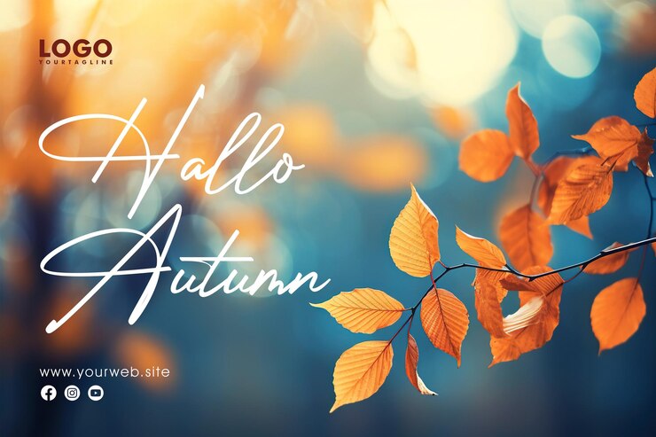 PSD hello autumn social media post poster design