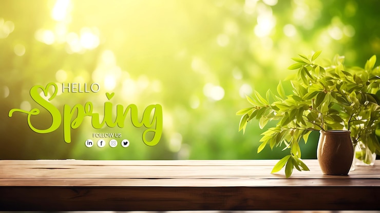 PSD hello banner de venda de primavera design com um fundo de flores e postagem nas mídias sociais