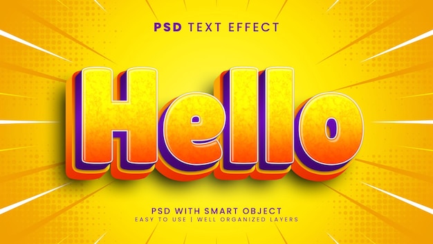 Hello editable text effect with cartoon and kids text style