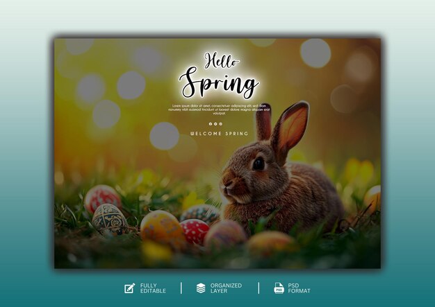 Hello Spring Est Un Modèle De Conception Graphique Et De Médias Sociaux