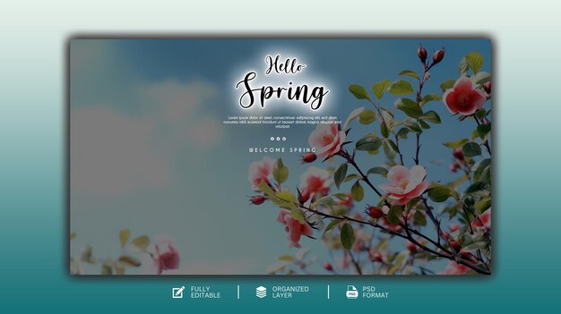 Hello Spring Est Un Modèle De Conception Graphique Et De Médias Sociaux