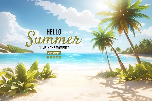 PSD hello summer banner de mídia social