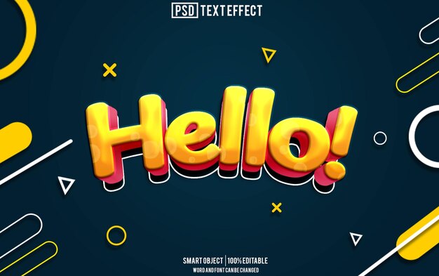 hello texto efecto fuente tipografía editable texto 3D
