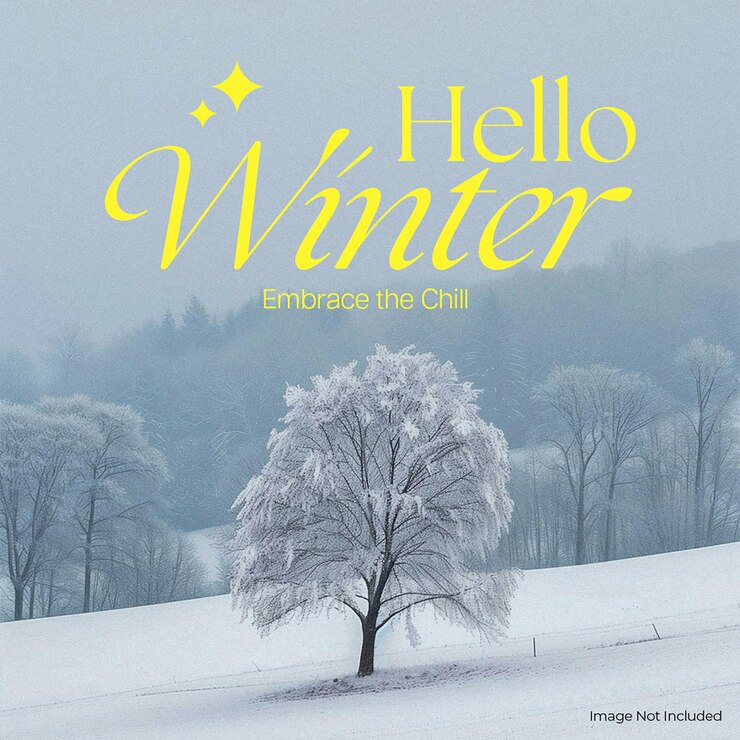 PSD hello winter quotes tipografia template di post per instagram