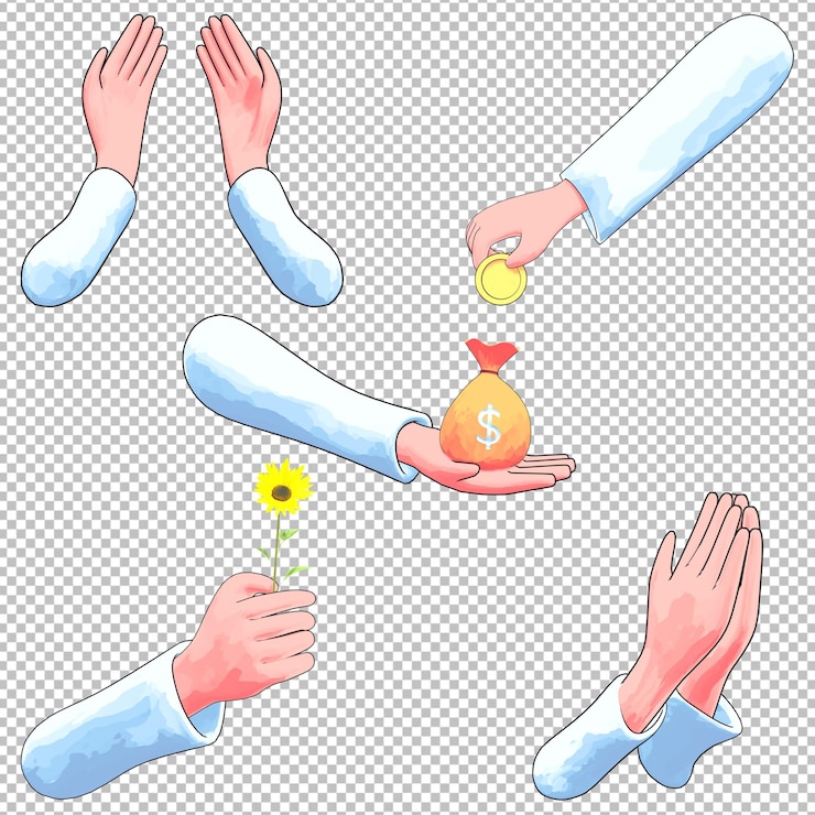 PSD helping hands illustrations