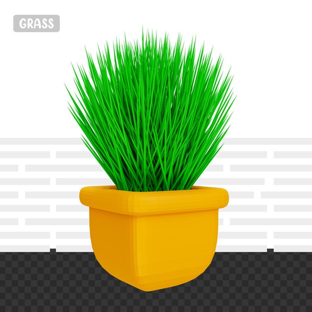 Herbe Verte De Rendu 3d Avec Pot