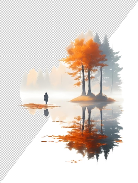 PSD herbst aquarell landschaft clipart png