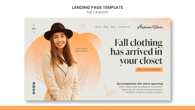 PSD herbst-herbst-vorlagendesign der landingpage