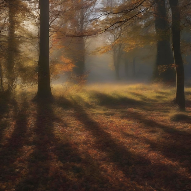 PSD herbst-waldlandschaft am morgen