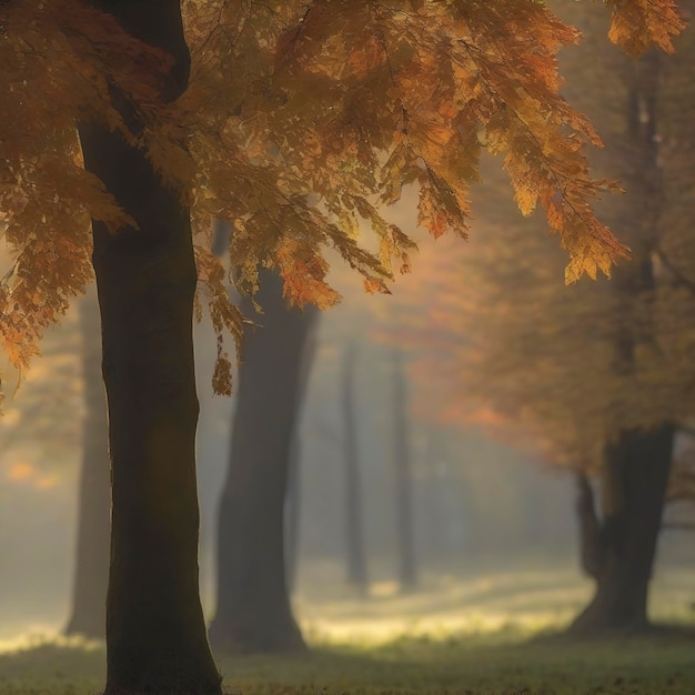 PSD herbst-waldlandschaft am morgen