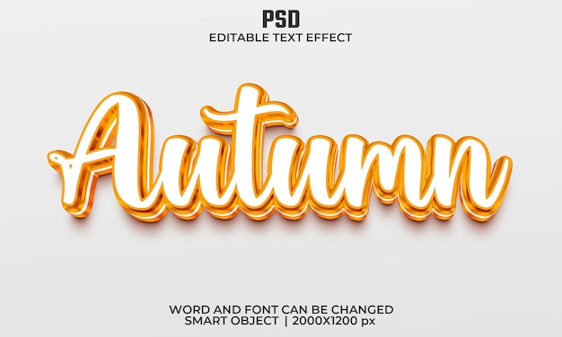 Herbstfarbe 3d bearbeitbarer texteffekt premium psd mit hintergrund