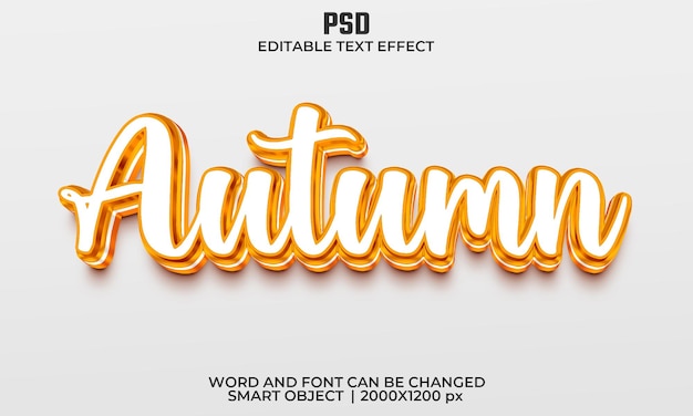 Herbstfarbe 3d bearbeitbarer Texteffekt Premium Psd mit Hintergrund