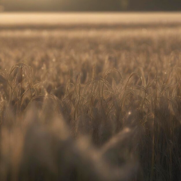 PSD herbstfeld am morgen mit morgendlicher sonne und funkelndem tau