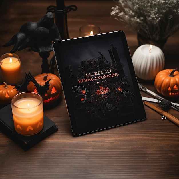 PSD herbstliches halloween ipad pro mockup