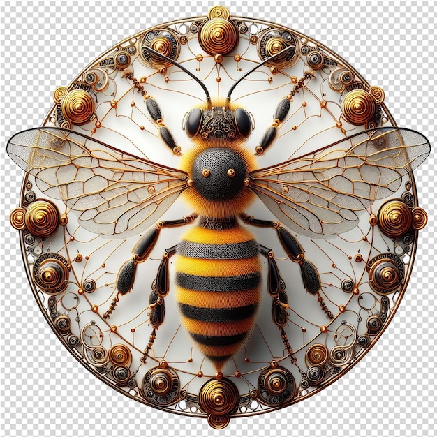 La hermosa abeja aislada trae la naturaleza polinizadora