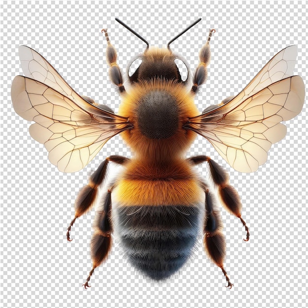 PSD la hermosa abeja aislada trae la naturaleza polinizadora