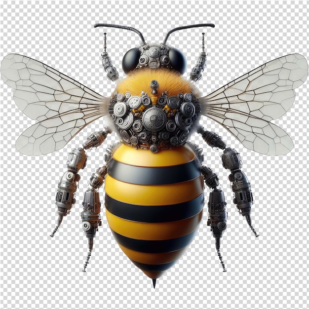 PSD la hermosa abeja aislada trae la naturaleza polinizadora