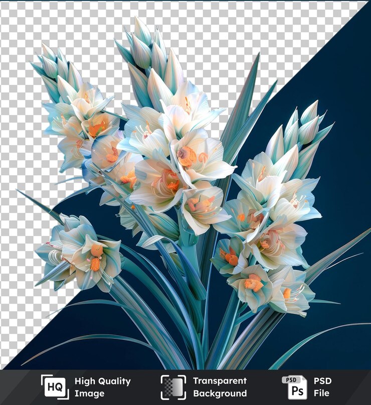 PSD hermosa acuarela flores de yuca clipart y hojas elementos florales fondo de la flor