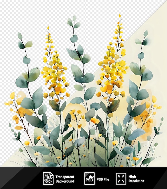 Hermosa acuarela goldenrod flores clipart y hojas acuarela elementos florales acuarela flores acuarela pinturas acuarelas acuarelas aquarelas agua png psd