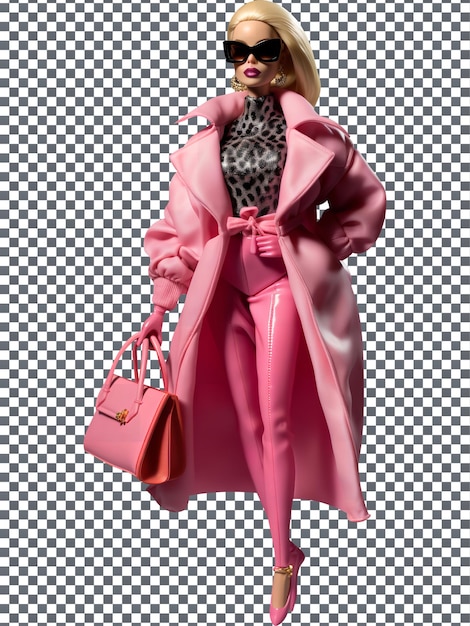 La hermosa barbie balenciaga aislada en un fondo transparente