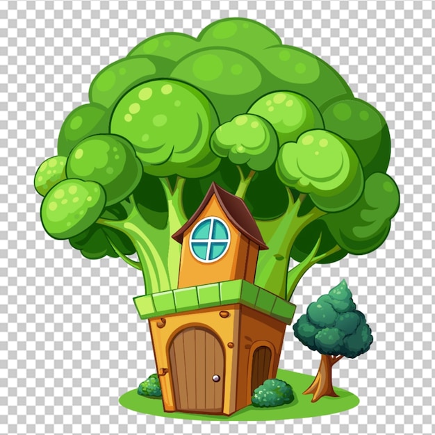PSD hermosa casa de dibujos animados casa de brócoli