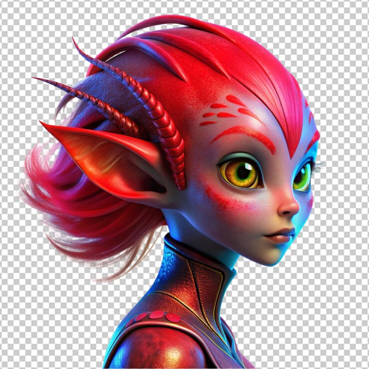 PSD una hermosa chica alienígena
