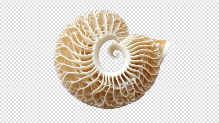 PSD una hermosa concha marina en forma de espiral perfecta para la decoración costera, la educación en biología marina o los proyectos temáticos de la naturaleza
