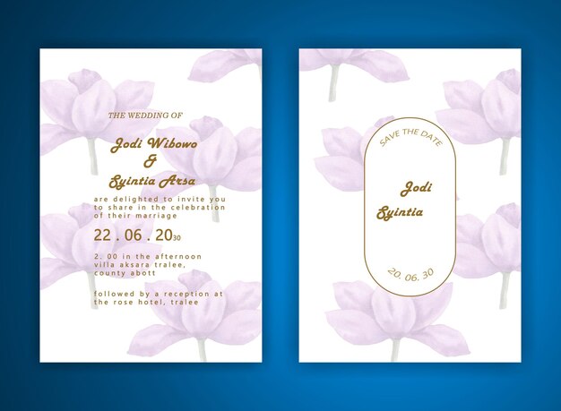 Hermosa corona floral plantilla de tarjeta de invitación de boda psd