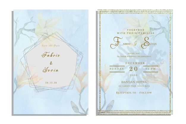 hermosa corona floral plantilla de tarjeta de invitación de boda PSD