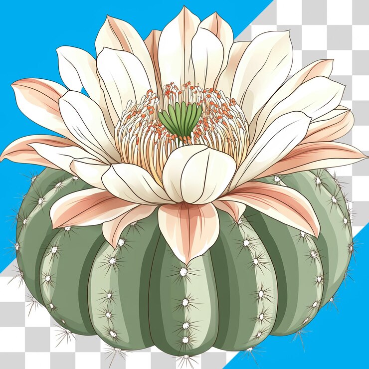 PSD la hermosa flor de cactus en un fondo transparente