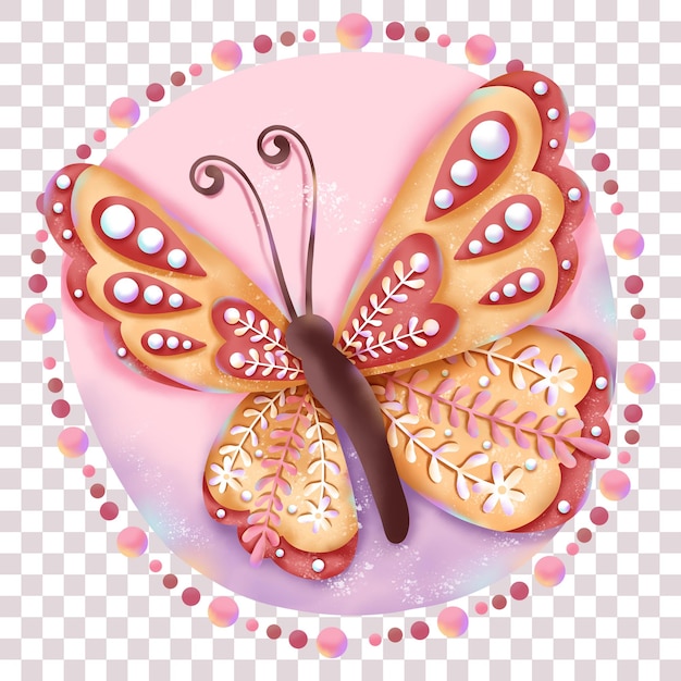 PSD hermosa ilustración de mariposa caprichosa