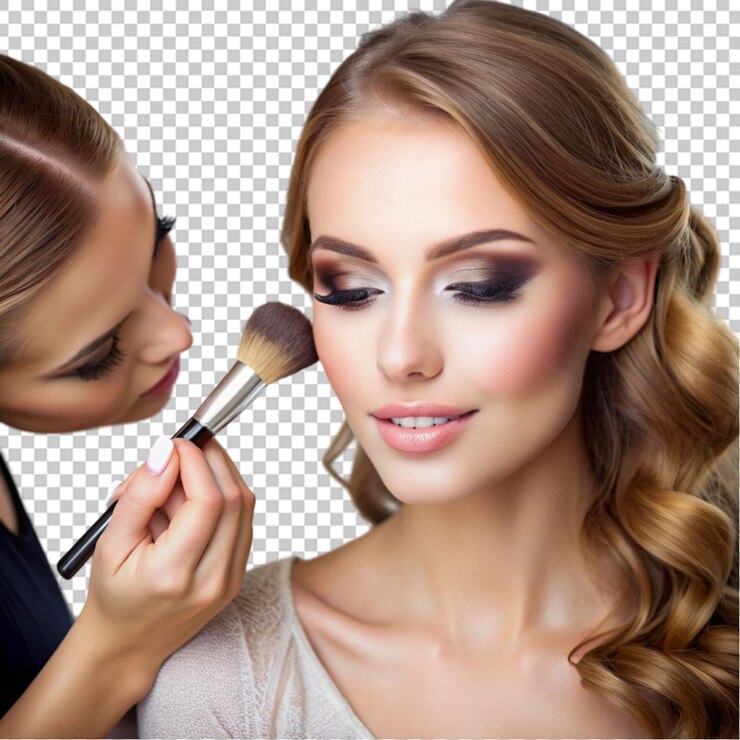 PSD una hermosa joven haciendo maquillaje