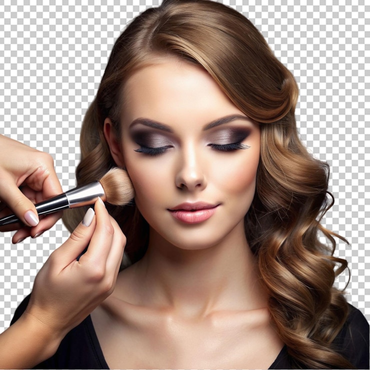 PSD una hermosa joven haciendo maquillaje
