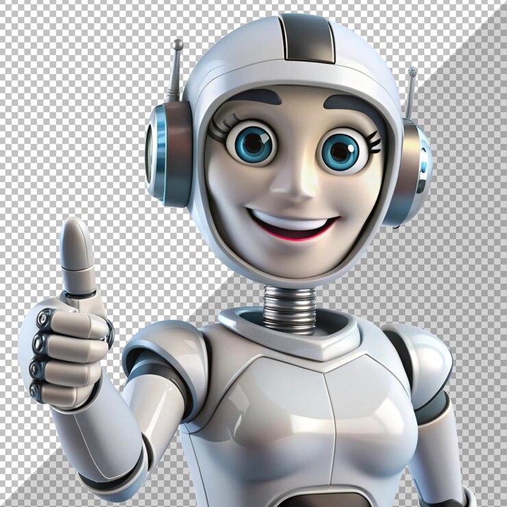 PSD hermosa mano robot dando pulgares en el fondo transparente para el diseño