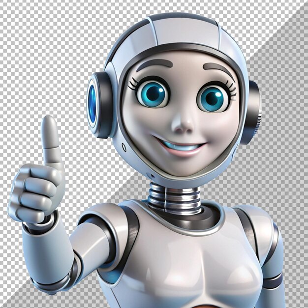 hermosa mano robot dando pulgares en el fondo transparente para el diseño