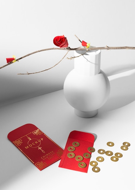 PSD hermosa maqueta de concepto de año nuevo chino