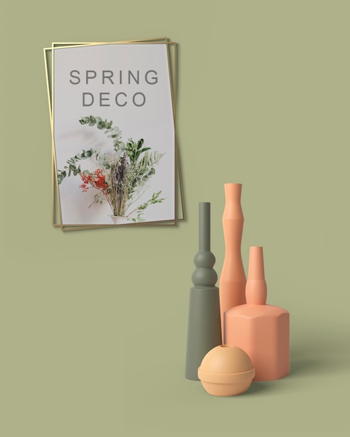 PSD hermosa maqueta de concepto de deco de primavera