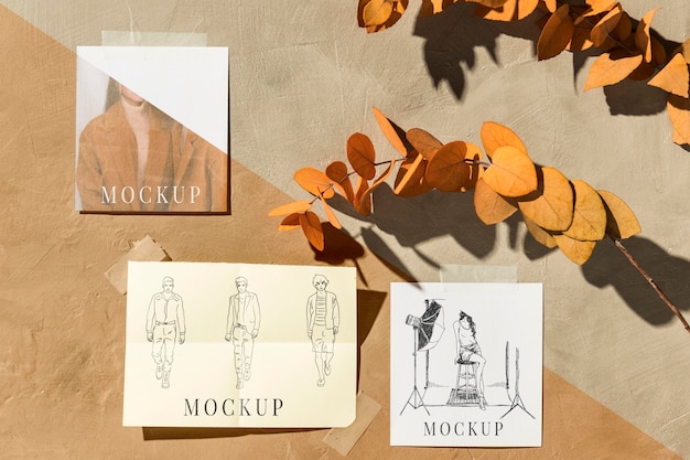 PSD hermosa maqueta de moodboard de otoño