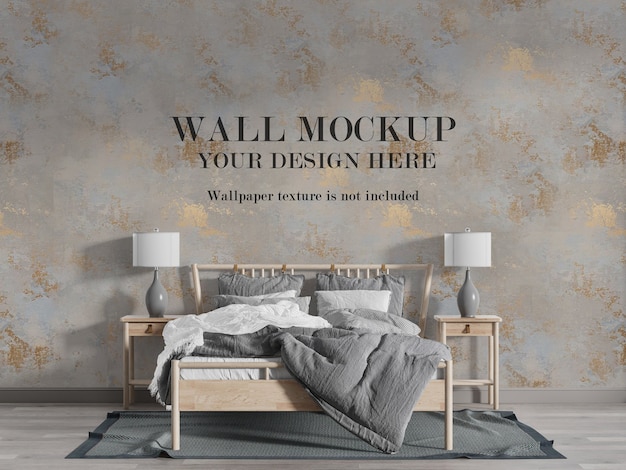 Hermosa maqueta de pared de dormitorio de estilo rústico