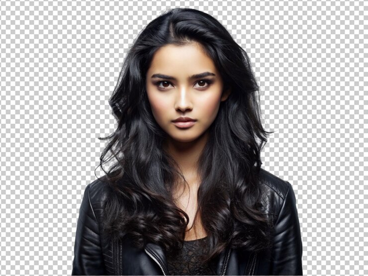 PSD hermosa modelo con el cabello negro