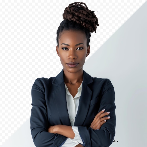 Hermosa mujer de negocios afroamericana ceo en un traje aislado sobre fondo blanco aislado de pie con confianza con los brazos cruzados