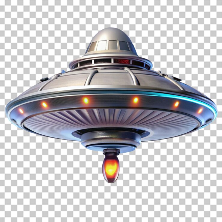 PSD hermosa nave espacial sobre un fondo transparente