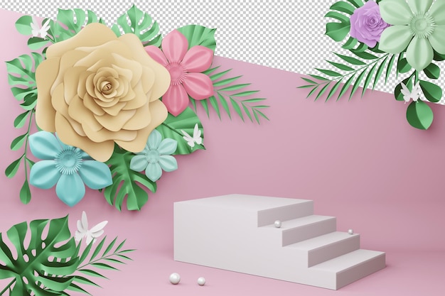 Hermosa pantalla con flor para presentación 3D.
