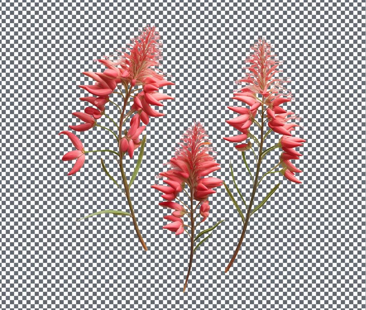 PSD la hermosa planta grevillea poorinda aislada sobre un fondo transparente