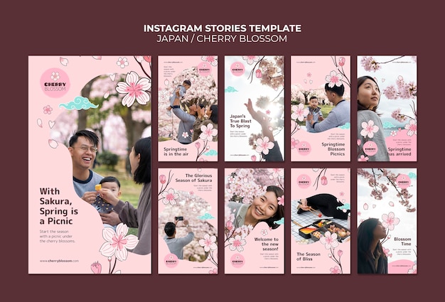 PSD hermosa plantilla de historias de instagram de japón