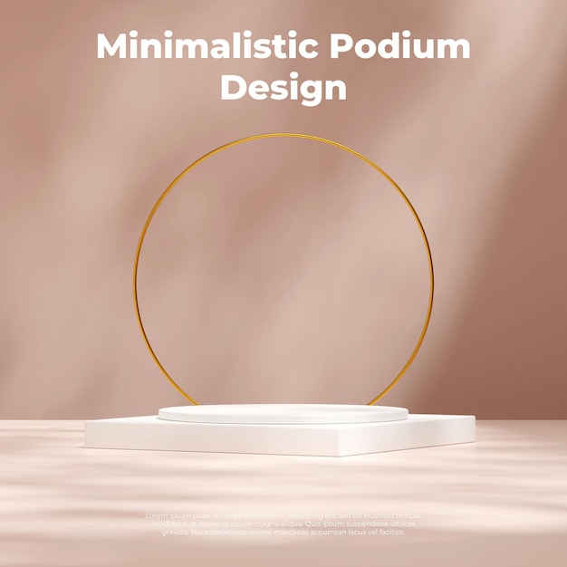 Hermosa plantilla de maqueta de imagen de renderizado 3d producto de podio mínimo en cuadrado con anillo de oro
