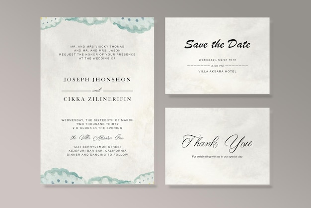 Hermosa plantilla de tarjeta de invitación de boda con marco floral PSD Premium