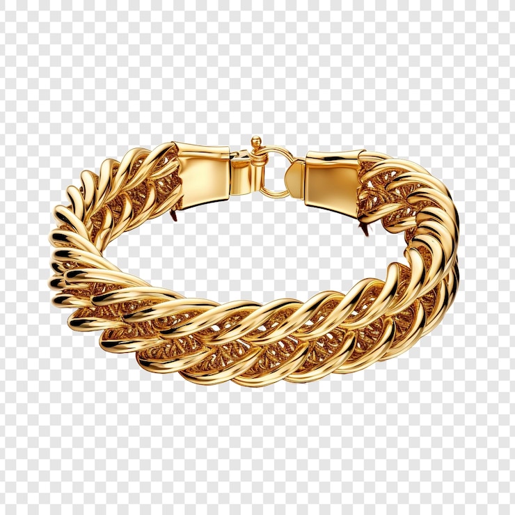 PSD hermosa pulsera de oro diseñada aislada sobre un fondo transparente