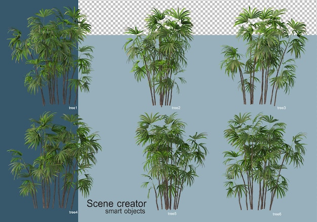 Hermosa representación 3D de árboles aislados